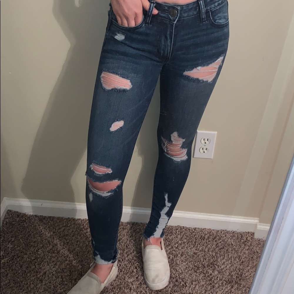 American eagle dark blue ripped jeans - Picture 5 of 8